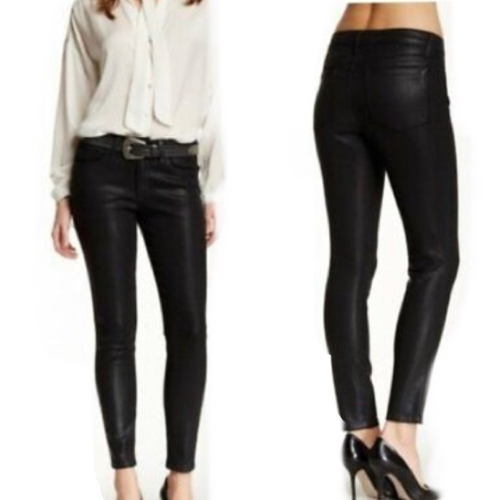 JOE’S JEANS BLACK COATED LEATHER LOOK SKINNY JEANS LIKE NEW CONDITION WORN ONCE